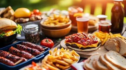 Fototapeta premium 4th of July BBQ with American Dishes.