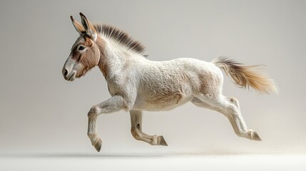 Obraz premium Donkey kicking in motion on white background