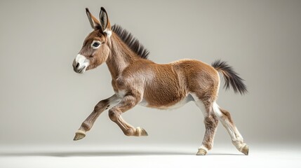 Obraz premium Donkey kicking with hind legs on white background