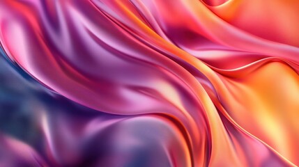Fototapeta premium Abstract silky fabric in vibrant colors creating smooth, flowing waves.