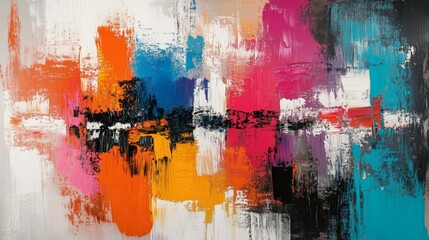 Fototapeta premium Vibrant abstract painting with bold colors and dynamic brushstrokes, creating a lively and expressive art piece perfect for modern decor.