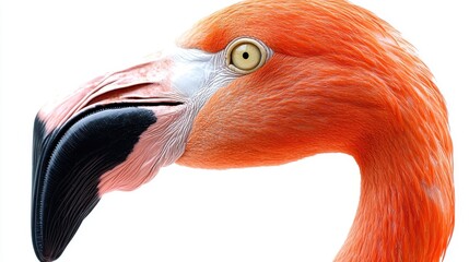 Fototapeta premium Flamingo side profile on white background