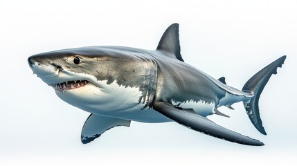 Fototapeta premium Great white shark isolated on white