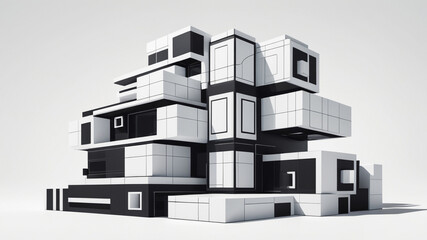 Black and White of Modern Building Architecture in Indonesia's New Capital City - A Vision for the Future