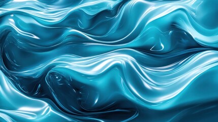 Obraz premium Abstract blue waves with a glossy, fluid appearance.