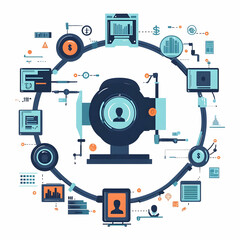 Futuristic AI Automation Border Frame Design with Flowing Dollar Signs for Cost Reduction - Simple Flat Vector Illustration for Smart Business