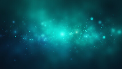 Obraz premium Blue green abstract light particles Mystical glow background Abstract cosmic dust effect