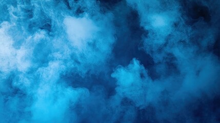 A swirling pattern of blue and white smoke creating a dramatic, atmospheric background.
