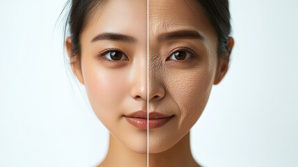 The woman on the left has a smooth, clear face