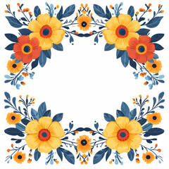 Obraz premium Flat Ofrenda and Marigold Flower Border Frame for Dia de Muertos Celebrations - Simple Vector Design with Copy Space for Custom Messages
