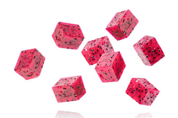 Red dragon fruit (Pitaya, Pitahaya) on white background