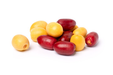 red and yellow dates fruit isolated