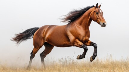 Obraz premium Quarter horse running on white background