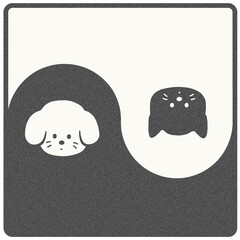 dog and cat yin yang .  cute logo . 