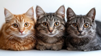 Sheltered cats isolated on white