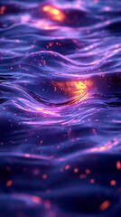 An abstract water surface background with a Halloween theme, featuring dark ripples in deep purples and blacks, accented by eerie orange reflections. 