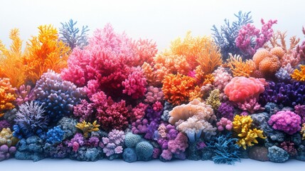 Fototapeta premium Vibrant coral reef on white background
