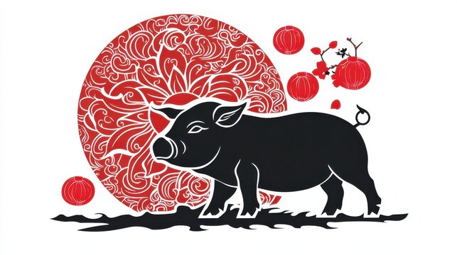 Year of the Pig symbol on white background