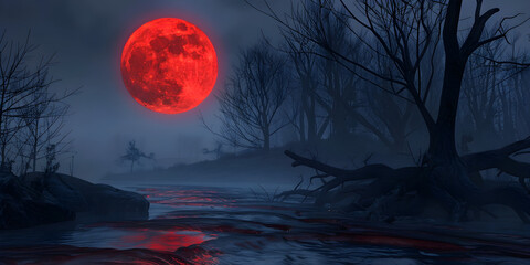 Fototapeta premium Halloween Moon and Cloudy Sky Background for Spooky Scenes