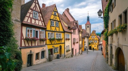 Fototapeta premium Beautiful streets with colorful houses