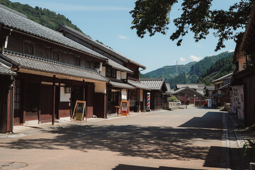 日本の伝統的な街の風景。宿場町。熊川宿。福井県