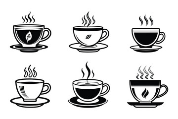 Obraz premium Tea cup icon bundle set in vector style