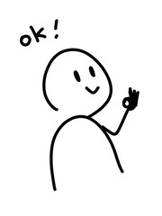 OKサインを出す人のゆるいイラスト