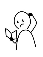 本を見て考える人のゆるいイラスト