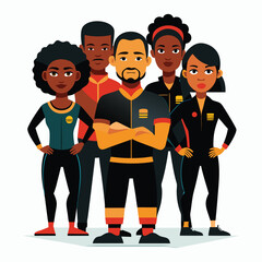 Naklejka premium black people team illustration on white background