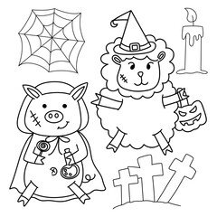 Halloween festival Cute Halloween costumed animals