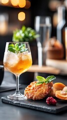Wiener Schnitzel paired with a refreshing glass of fruit juice, creating a balanced meal.