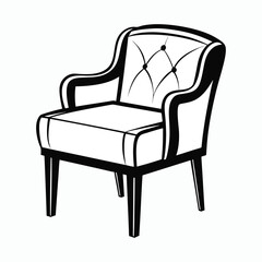 black and white drawing of a chair