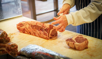 Butcher Preparing Meat
