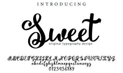 Sweet Font Stylish brush painted an uppercase vector letters, alphabet, typeface