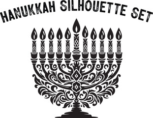 Menorah Silhouette. Candlesticks silhouette. hanukkah, menorah and lights ceremony silhouette. 