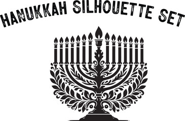 Menorah Silhouette. Candlesticks silhouette. hanukkah, menorah and lights ceremony silhouette. 