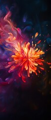 Vibrant explosion of colorful paint in dark background, creating a mesmerizing abstract visual effect, perfect for creative projects and backgrounds.
