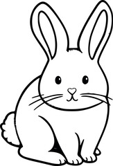 Rabbit icon black and white continues line drawing vector illustration art on white background generated Ai