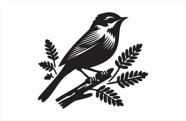 Obraz premium Vector art of European small bird of silhouette vector illustration