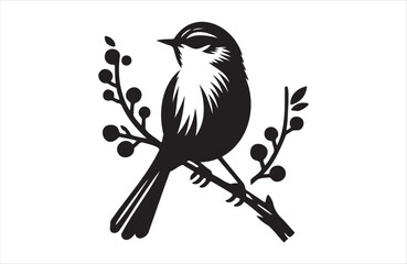 Naklejka premium Vector art of European small bird of silhouette vector illustration