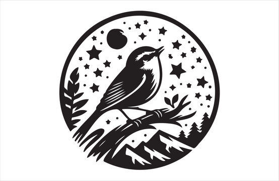 recommend clip art: Vector art of European small  bird of silhouette vector illustration