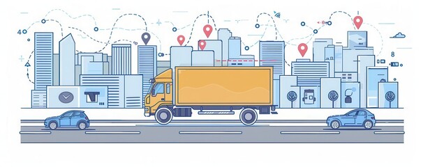 Logistics efficiency, strategic roadmap, flat design illustration