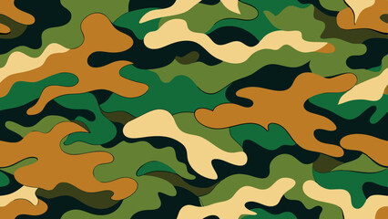 Fototapeta premium Seamless Pattern Military Camouflage Texture in Retro Colors
