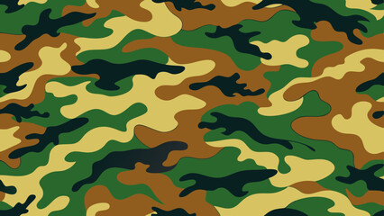 Seamless Pattern Military Camouflage Texture in Retro Colors