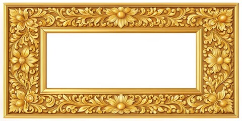 Golden Ornate Frame with Floral Motifs, Frame, Decoration, Ornamentation