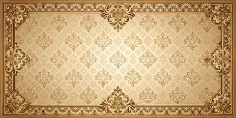 Golden Ornate Frame with Floral Pattern, Vector Illustration, Vintage, Design Element, Decorative, Gold, Frame