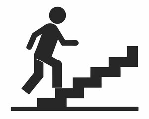 Walking up staircase or stairs icon and vector illustration