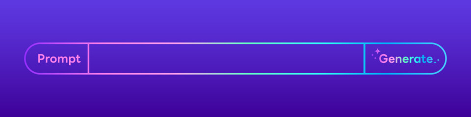 Obraz premium Prompt Generate AI Bar, Artificial Intelligence colorful Gradient badge ,Generate text Typography and Magic star icon Ai logo. for website or application image generator