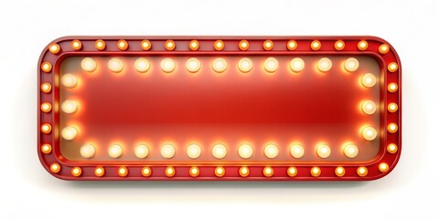Obraz premium Red Signboard with Glowing Lights, 3D Render, Sign, Advertising, Blank ,signboard, advertising