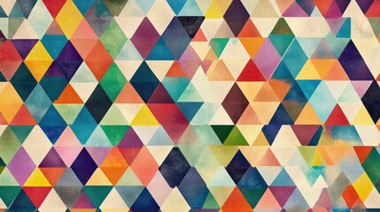 A seamless pattern of small, colorful triangles arranged in a repeating design, perfect for a contemporary look.